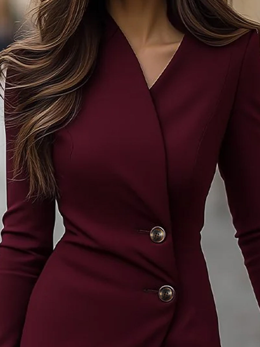 Barbara | Geknöpftes Midikleid im Wickelstil Bordeaux