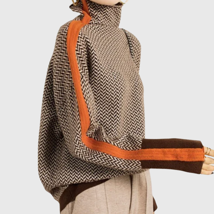 Jennifer | Luxuriöser Rollkragenpullover mit Fischgrätmuster