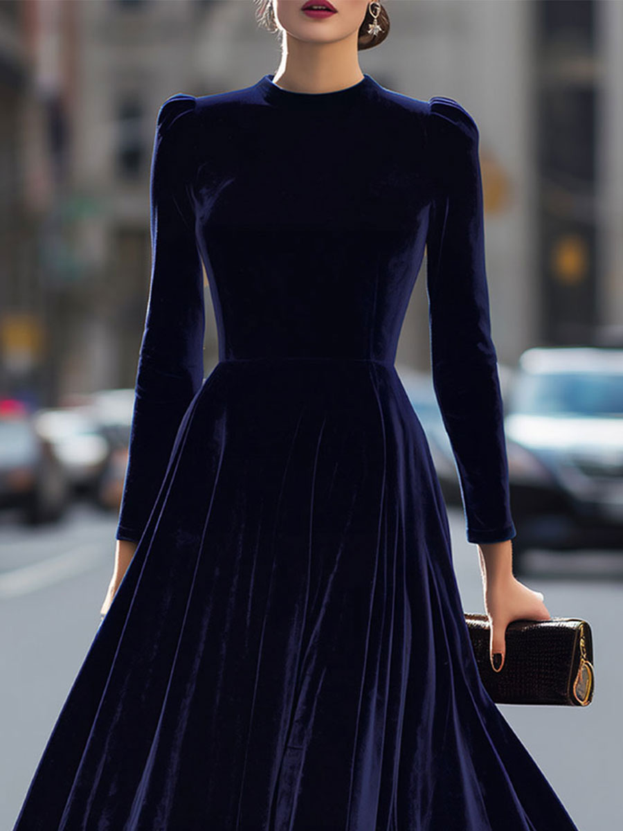 Chantal | Midikleid mit langen Ärmeln Marineblau
