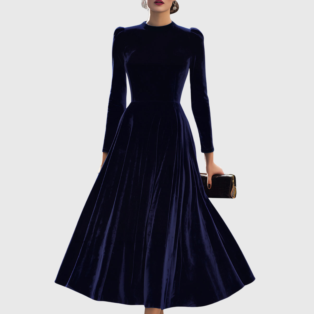 Chantal | Midikleid mit langen Ärmeln Marineblau