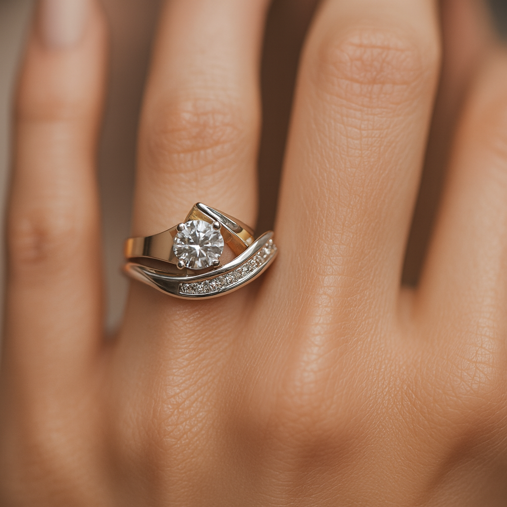 Notburg | Asymmetrischer Vintage-Ring aus Gold und Silber