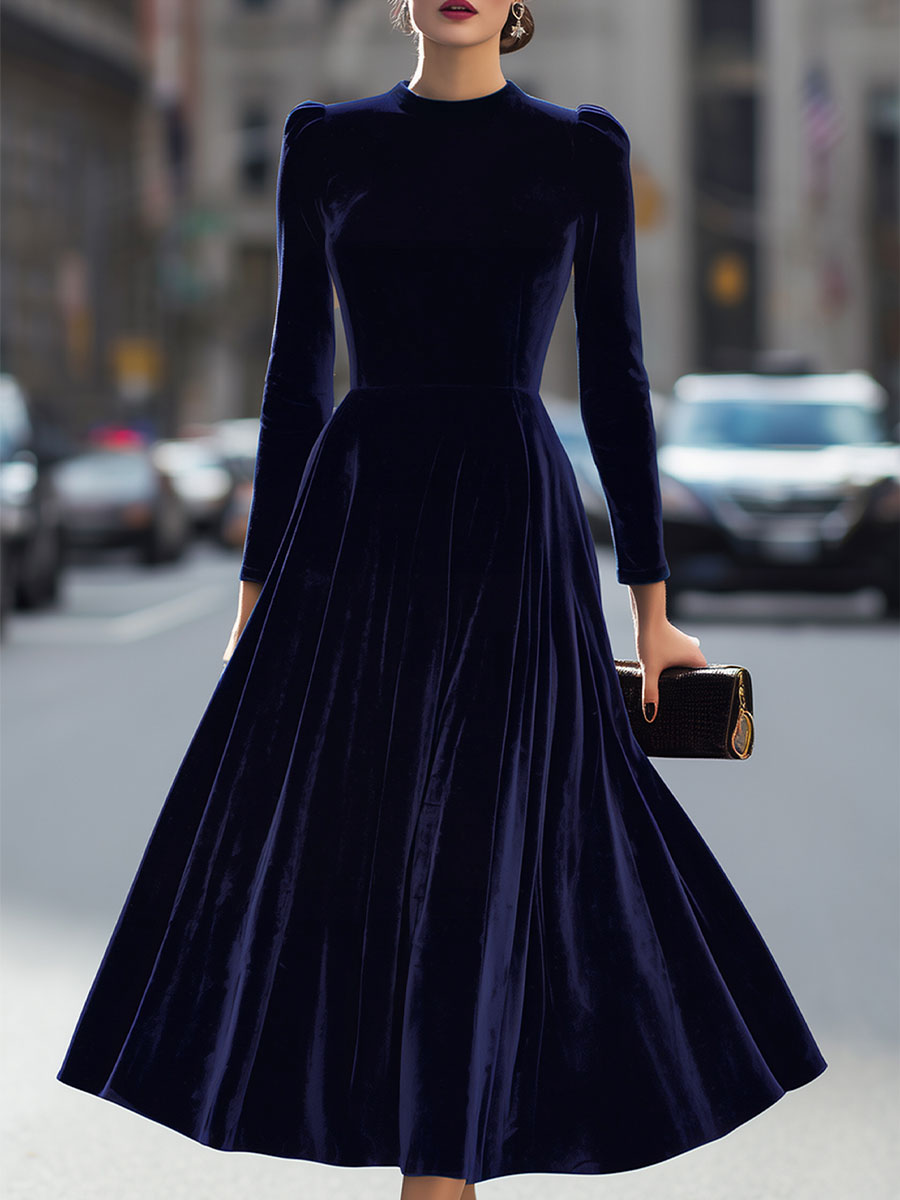 Chantal | Midikleid mit langen Ärmeln Marineblau