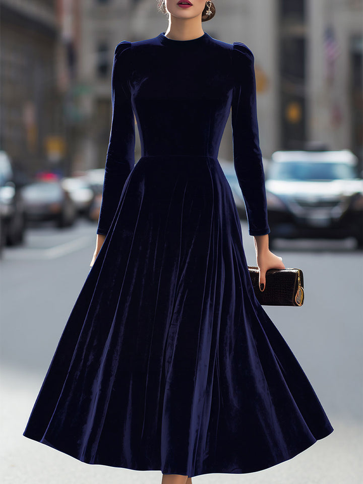 Chantal | Midikleid mit langen Ärmeln Marineblau