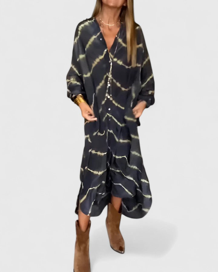 Severina | Elegantes gestreiftes Boho-Maxikleid