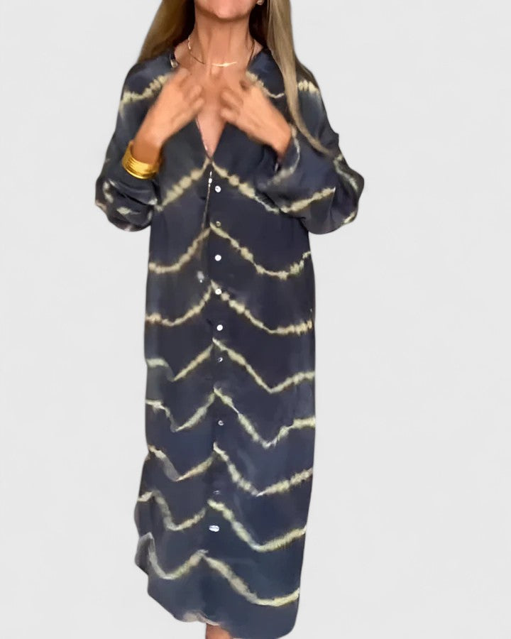 Severina | Elegantes gestreiftes Boho-Maxikleid