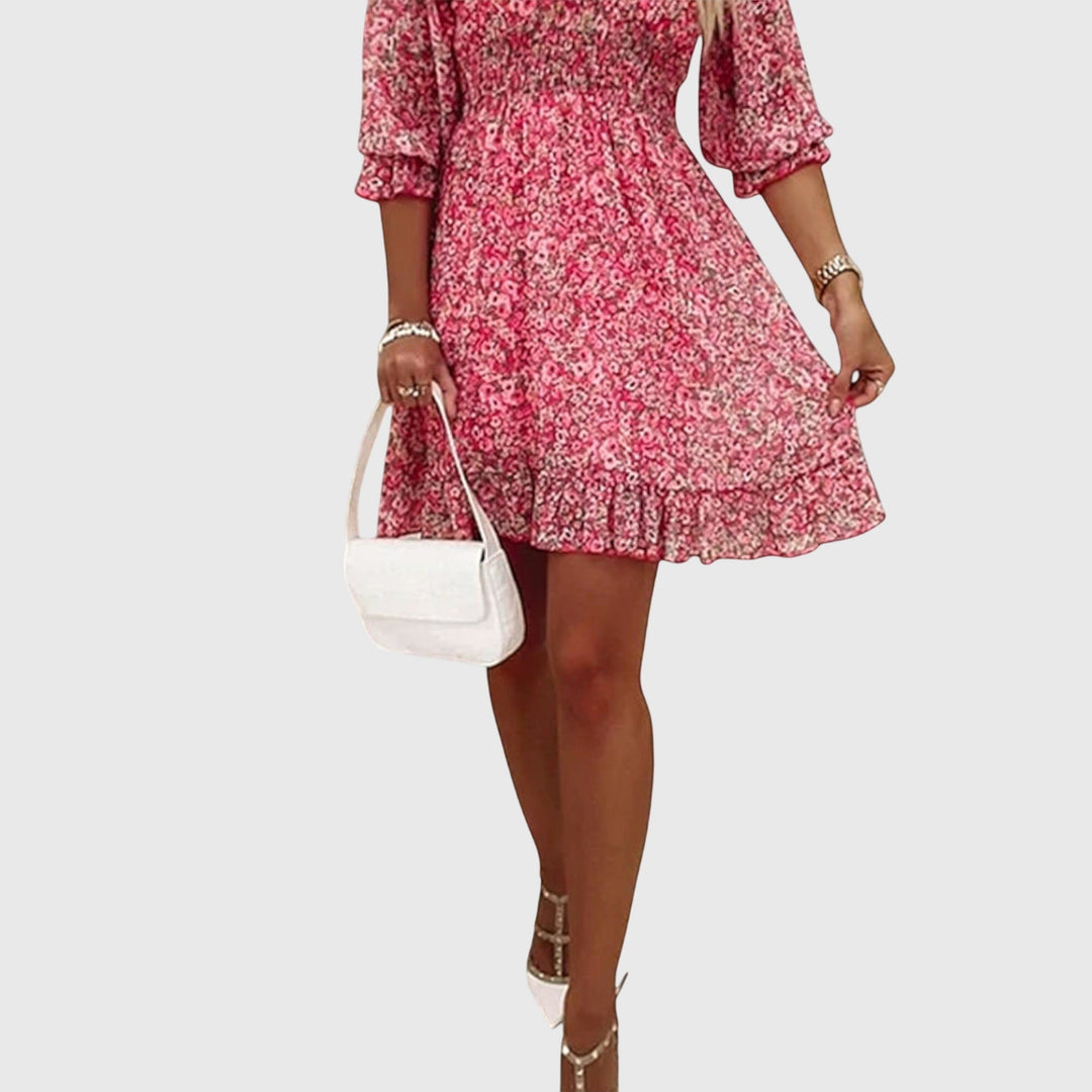 Oksana | Blumenkleid mit Puffermärmeln