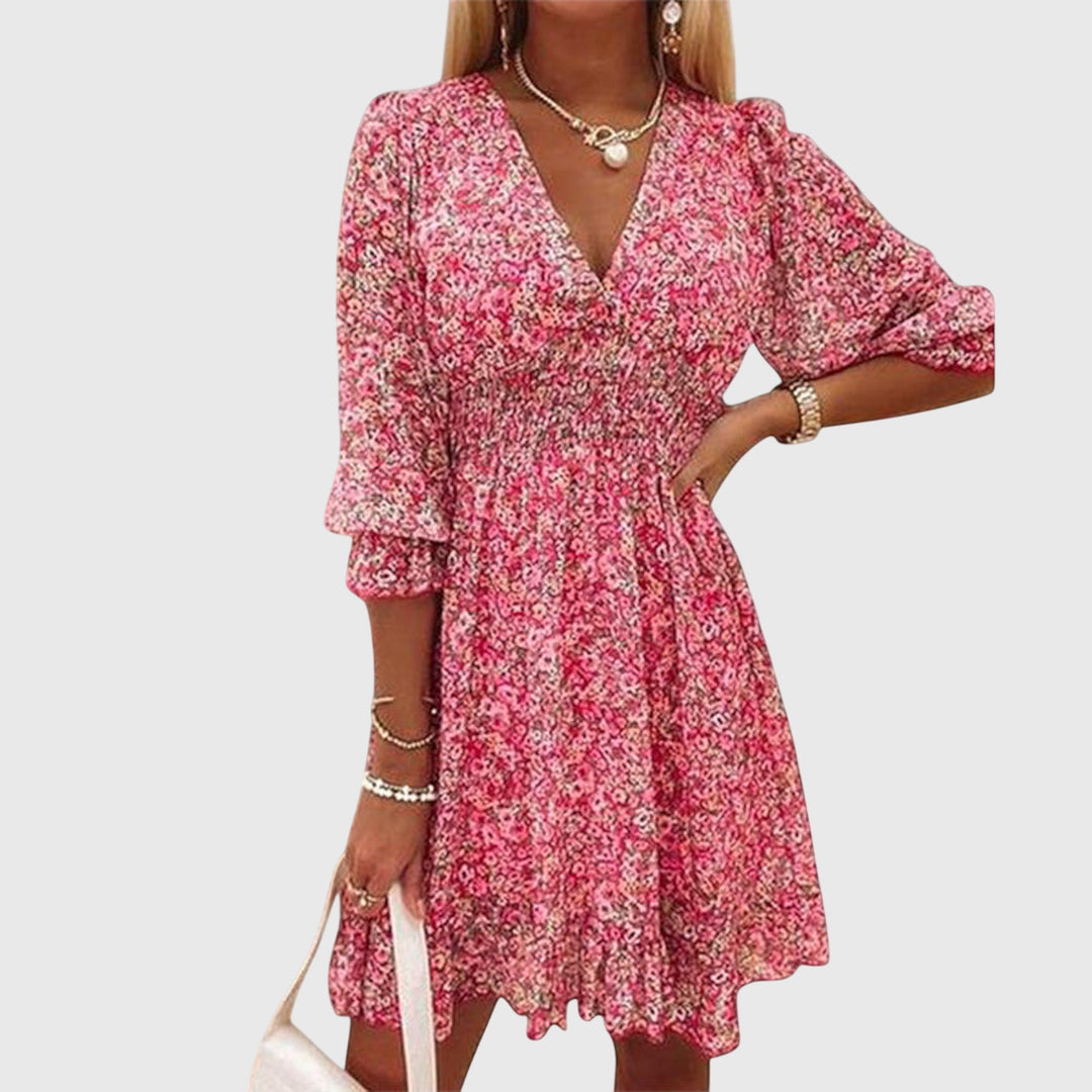 Oksana | Blumenkleid mit Puffermärmeln
