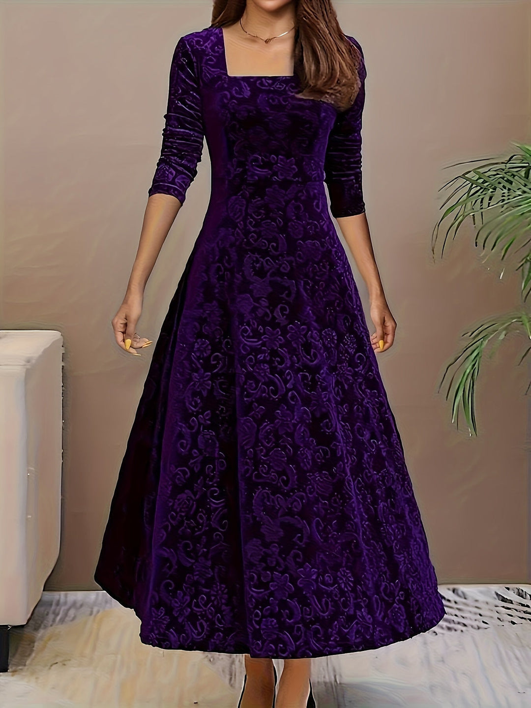 Andrea | Elegantes gemustertes Maxikleid