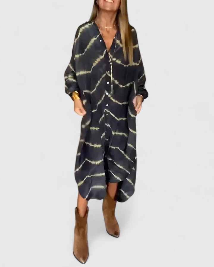 Severina | Elegantes gestreiftes Boho-Maxikleid