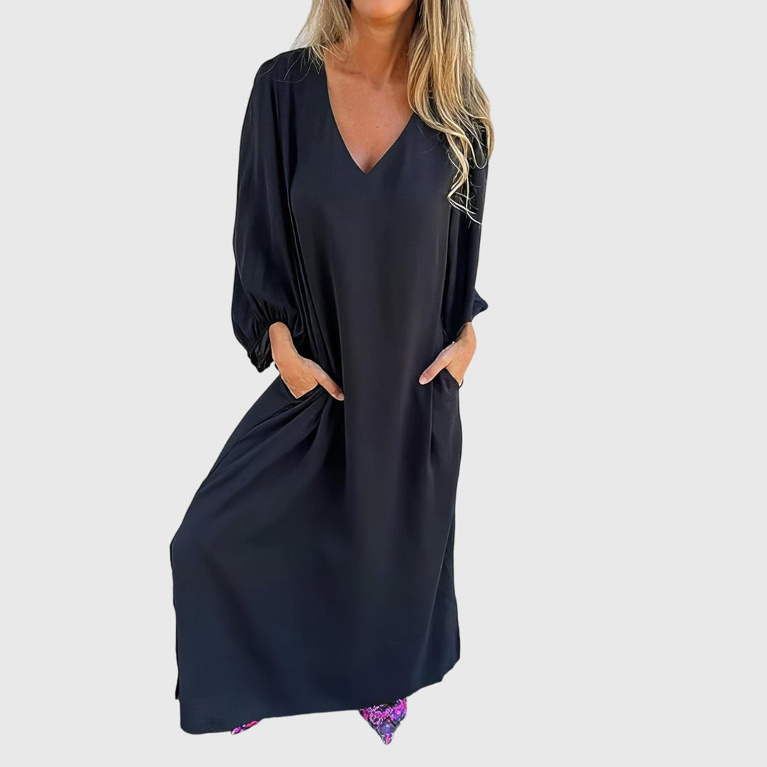Ingrida | Langes Boho-Kleid mit Taschen
