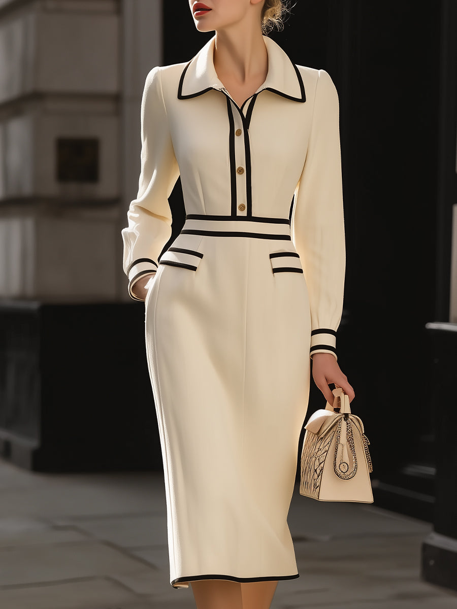 Denise | Midikleid mit Knopfdetails