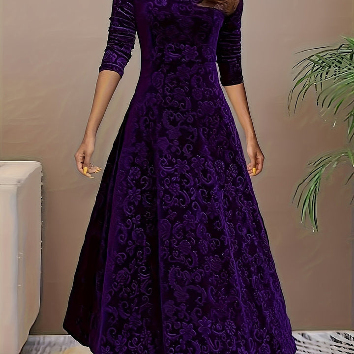 Andrea | Elegantes gemustertes Maxikleid