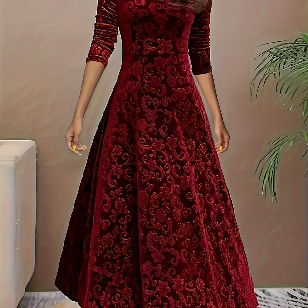 Andrea | Elegantes gemustertes Maxikleid