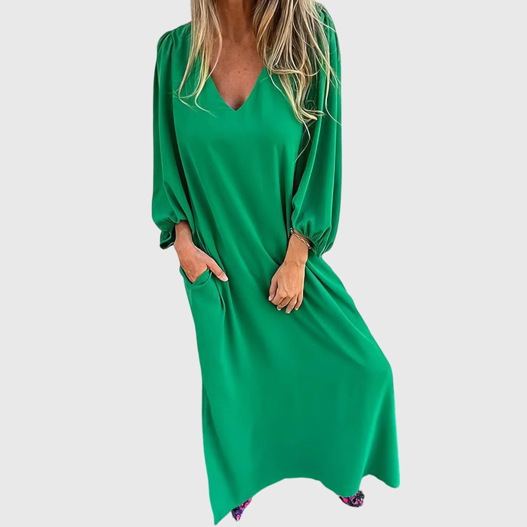 Ingrida | Langes Boho-Kleid mit Taschen