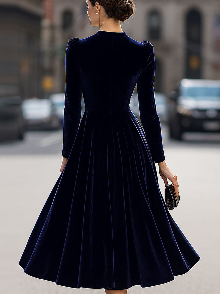 Chantal | Midikleid mit langen Ärmeln Marineblau