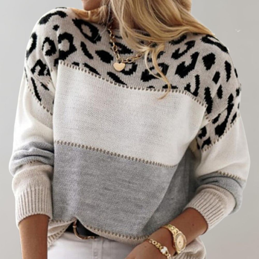 Kim | Strickpullover mit Leopardenakzent