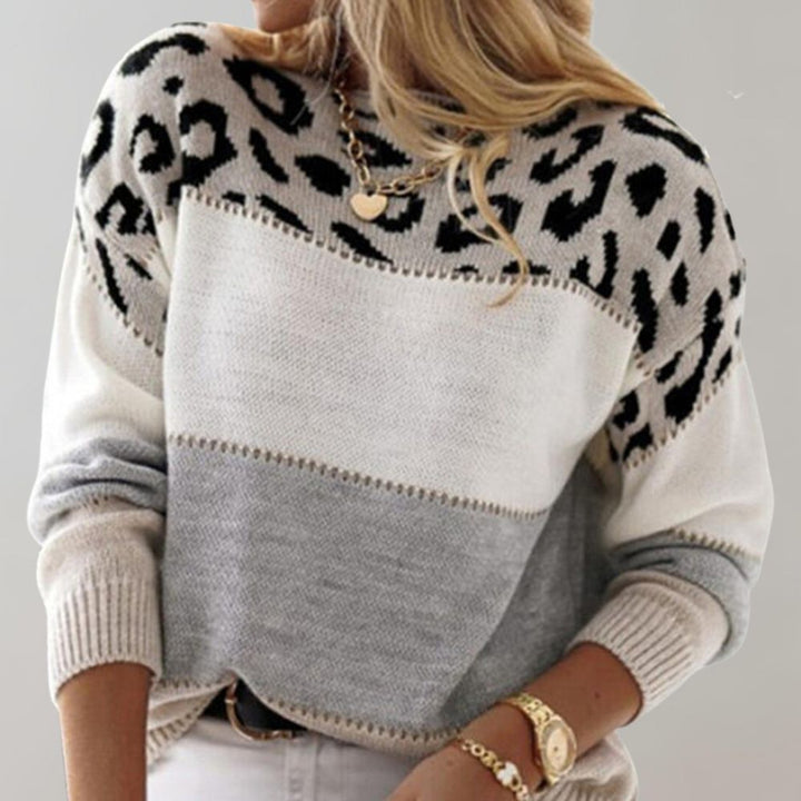 Kim | Strickpullover mit Leopardenakzent
