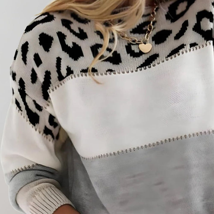Kim | Strickpullover mit Leopardenakzent
