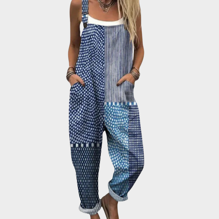 Cristina | Latzhose mit blauem Patchwork