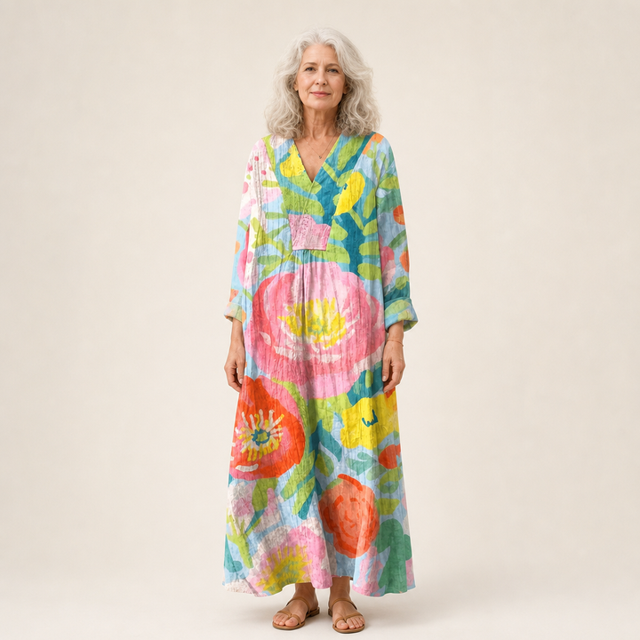 Lydia | Schmeichelndes bedrucktes Sommerkleid