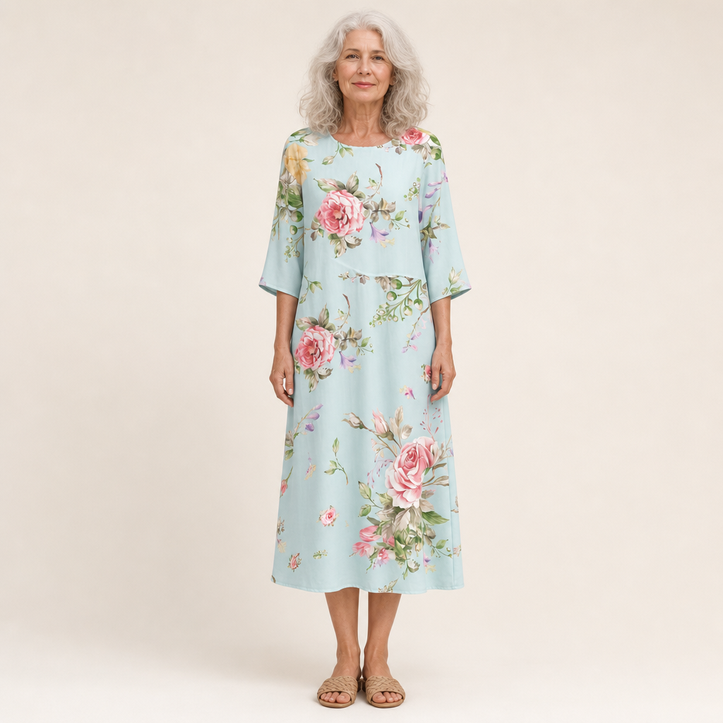 Silvia | Schickes und bequemes langes fliessendes Kleid