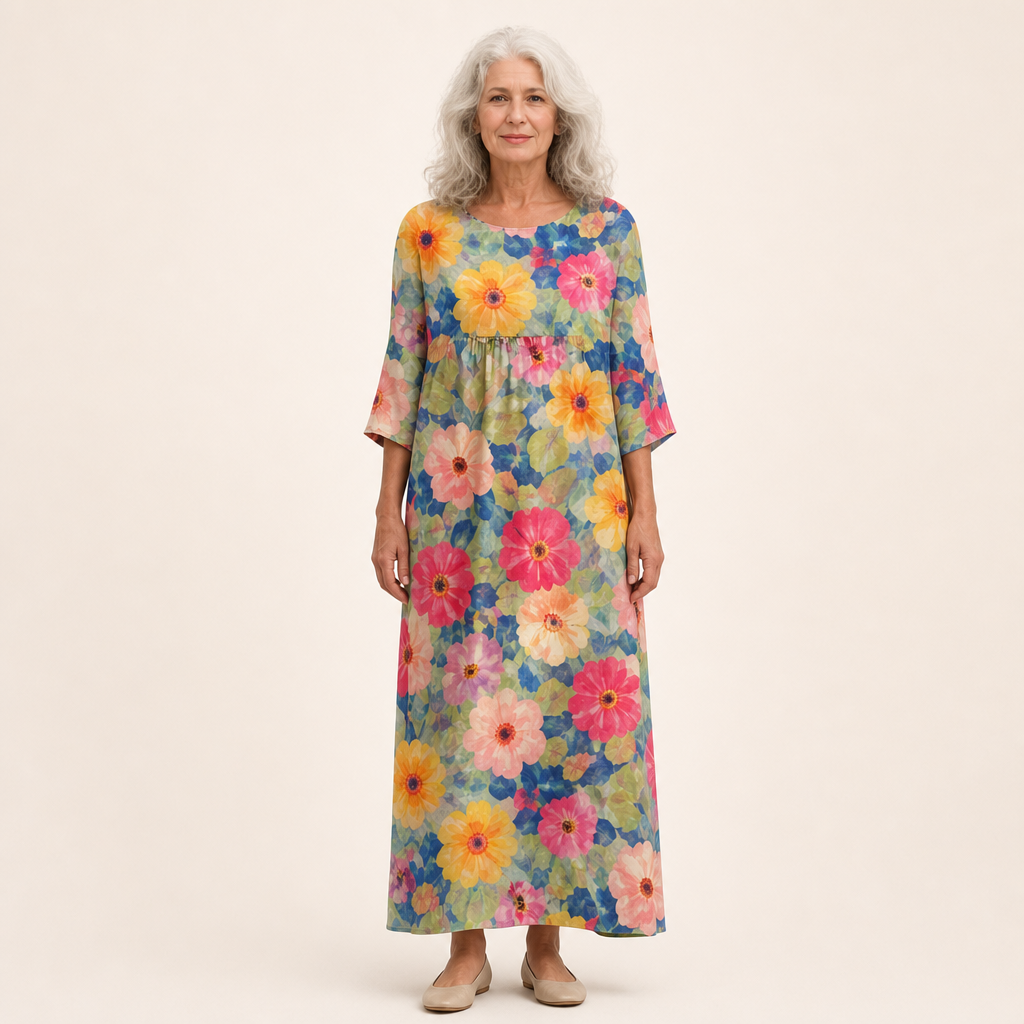 Anja | Schickes und bequemes langes fliessendes Kleid