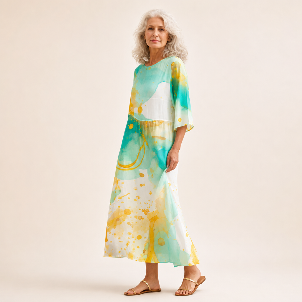 Lea | Schickes und bequemes langes fliessendes Kleid