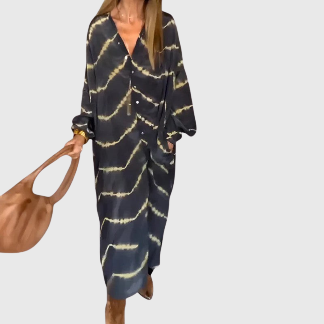 Severina | Elegantes gestreiftes Boho-Maxikleid