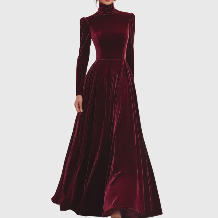 Lucrezia | Samt-Maxikleid mit Stehkragen