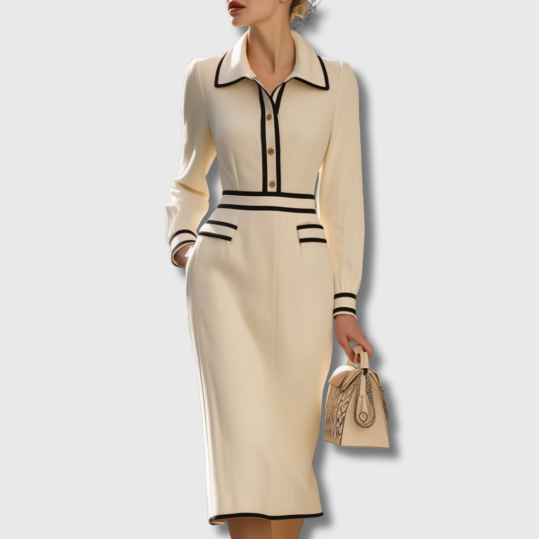 Denise | Midikleid mit Knopfdetails