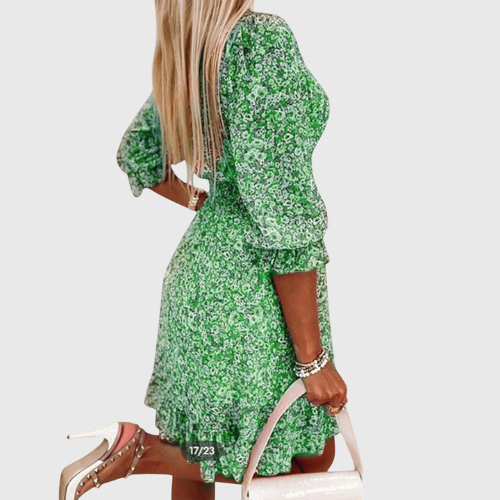 Oksana | Blumenkleid mit Puffermärmeln