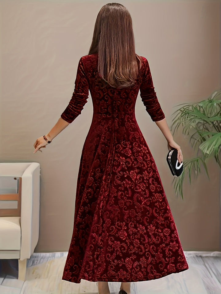 Andrea | Elegantes gemustertes Maxikleid