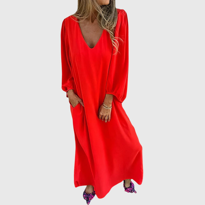Ingrida | Langes Boho-Kleid mit Taschen