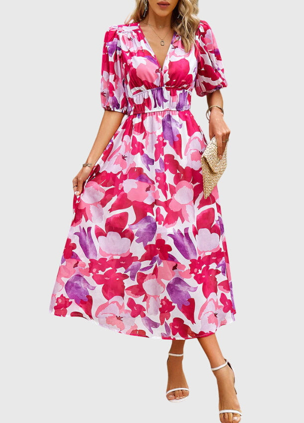 Waltraud | Schmeichelndes Blumen-Midikleid