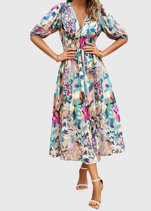 Waltraud | Schmeichelndes Blumen-Midikleid