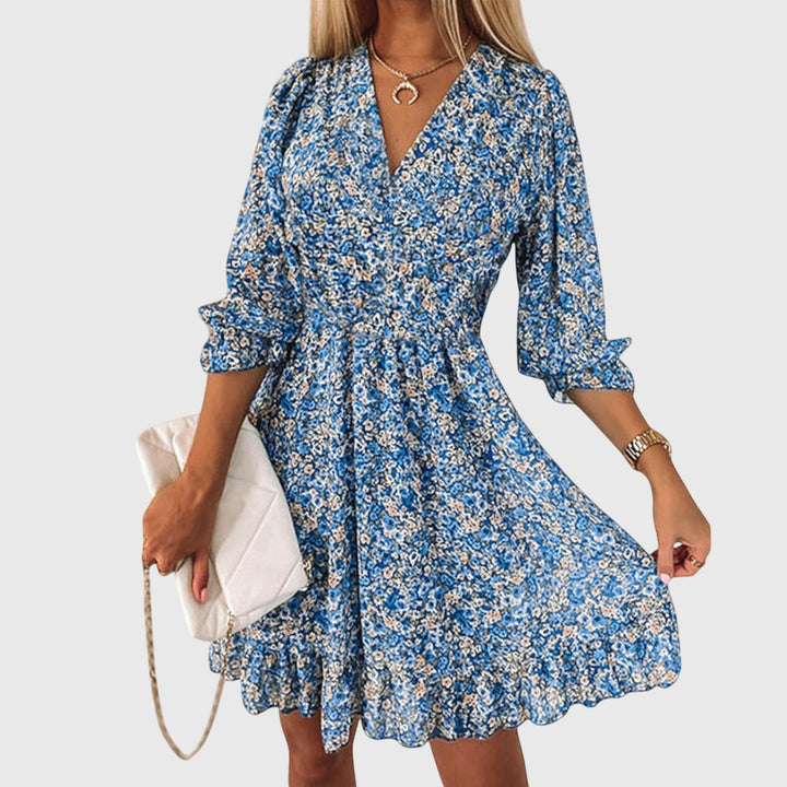 Oksana | Blumenkleid mit Puffermärmeln