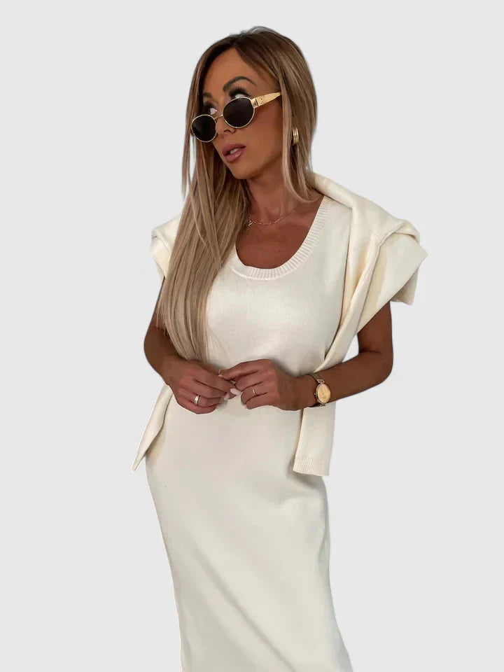 Sigrid | Set mit elegantem Kleid und Rollkragenpullover