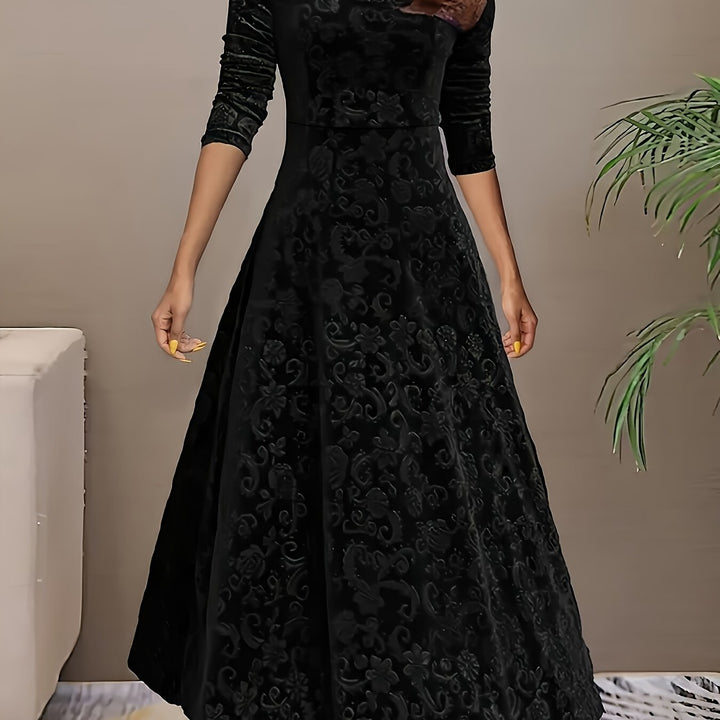 Andrea | Elegantes gemustertes Maxikleid