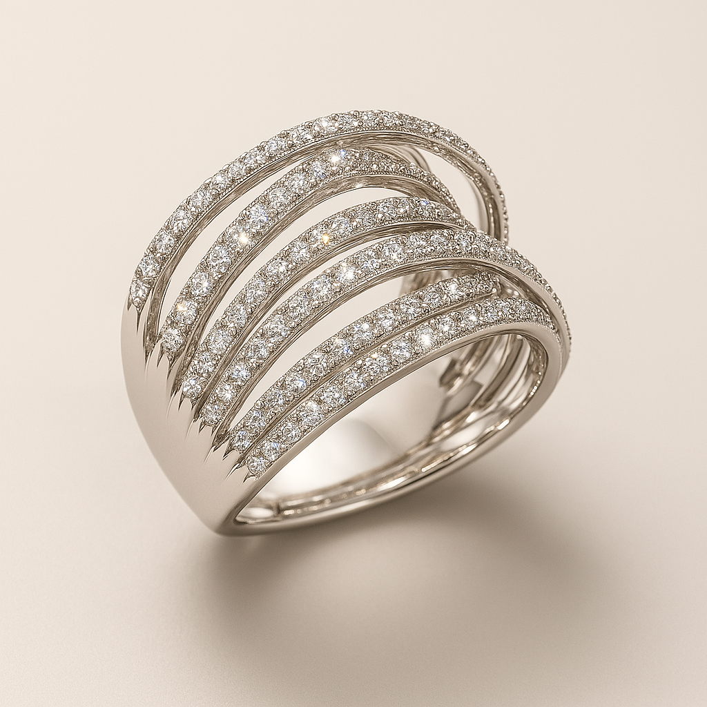 Gaudina | Geschichteter Vintage-Zirkonia-Ring aus Silber