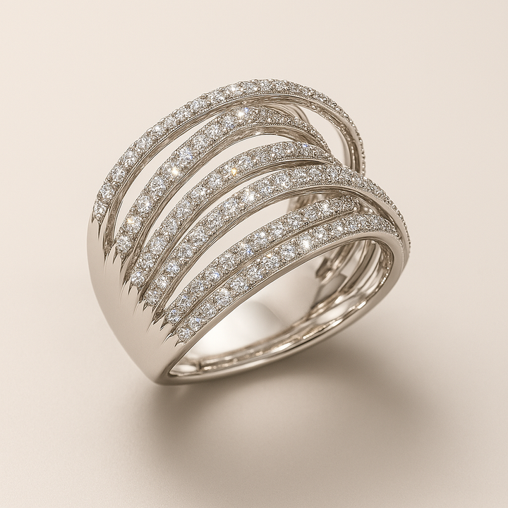 Gaudina | Geschichteter Vintage-Zirkonia-Ring aus Silber