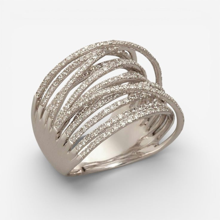 Gaudina | Geschichteter Vintage-Zirkonia-Ring aus Silber