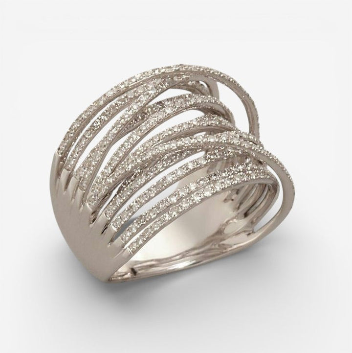 Gaudina | Geschichteter Vintage-Zirkonia-Ring aus Silber