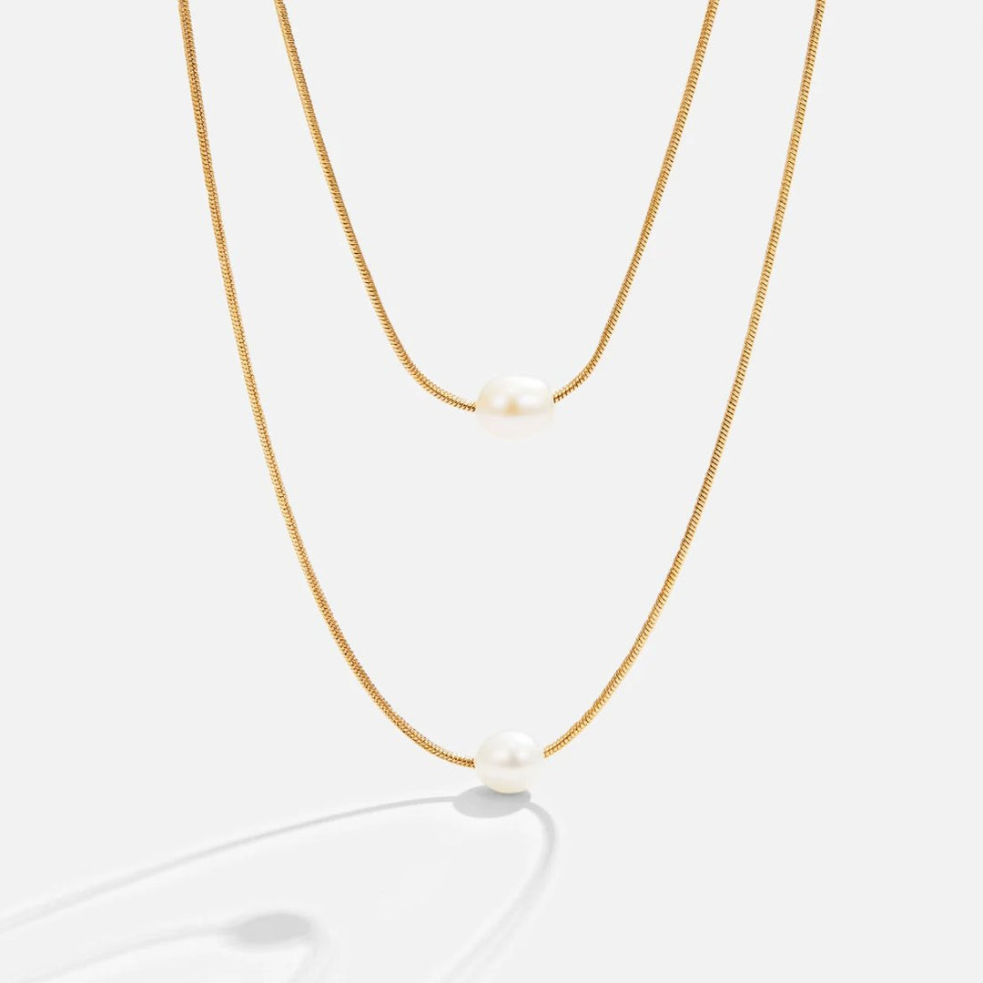 Svenja | Doppelreihige Goldkette mit dunklem Stein