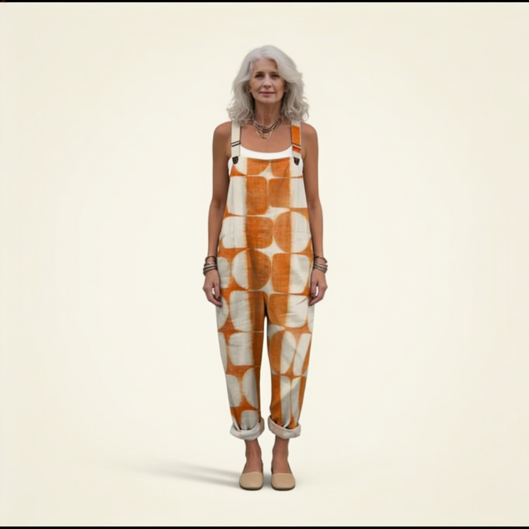 Placida | Latzhose mit Retro-Sonnenmuster