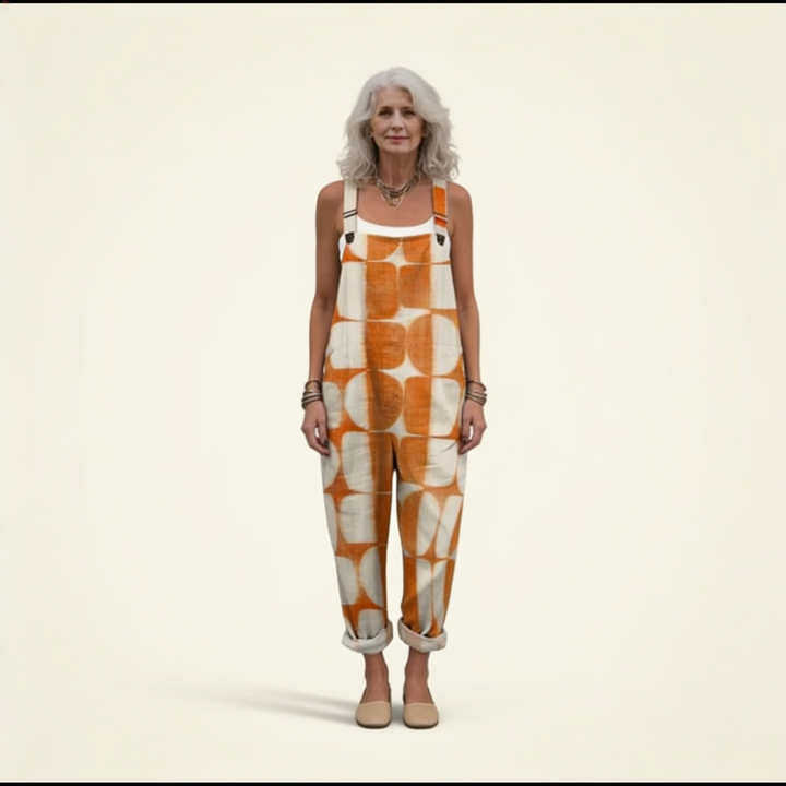 Placida | Latzhose mit Retro-Sonnenmuster