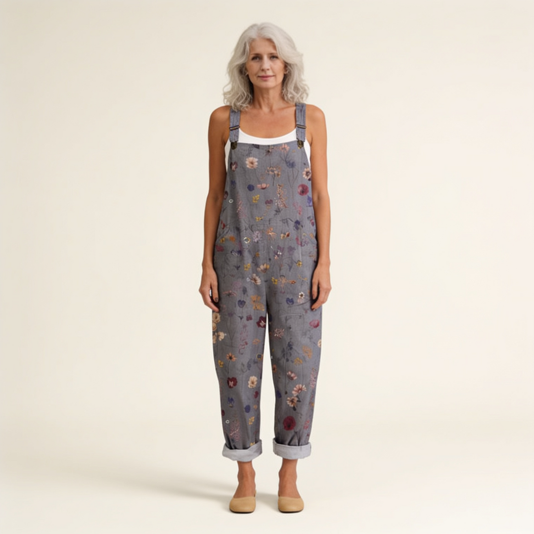 Roswitha | Latzhose mit grauen Blüten