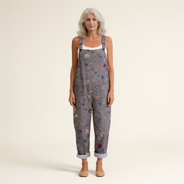 Roswitha | Latzhose mit grauen Blüten