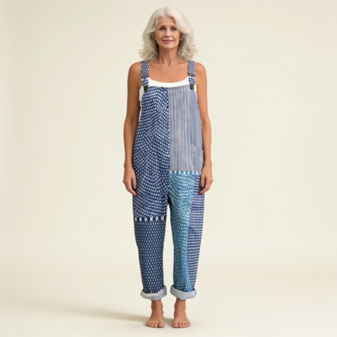 Cristina | Latzhose mit blauem Patchwork