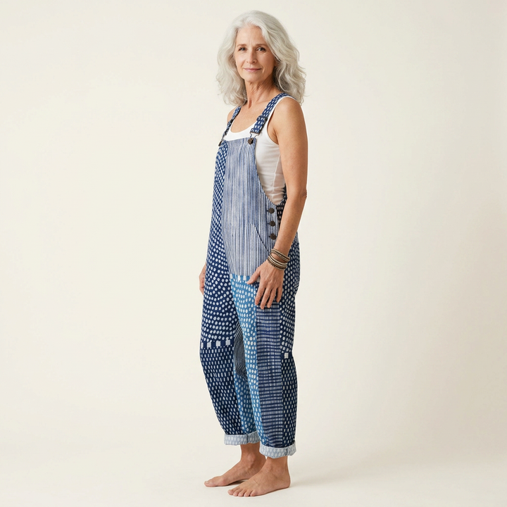Cristina | Latzhose mit blauem Patchwork