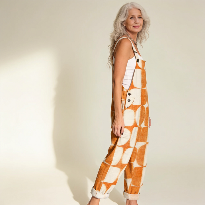 Placida | Latzhose mit Retro-Sonnenmuster